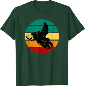 Snowmobile Vintage Motor Sled & Sunset Winter Sports Alpine T-Shirt - T-Shirt | Forest