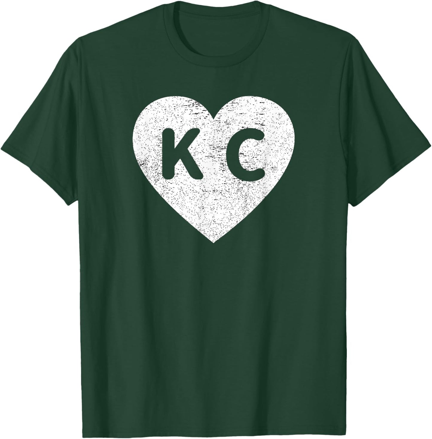 Vintage Distressed Love Kansas City KC Heart Print T-Shirt - T-Shirt | Forest