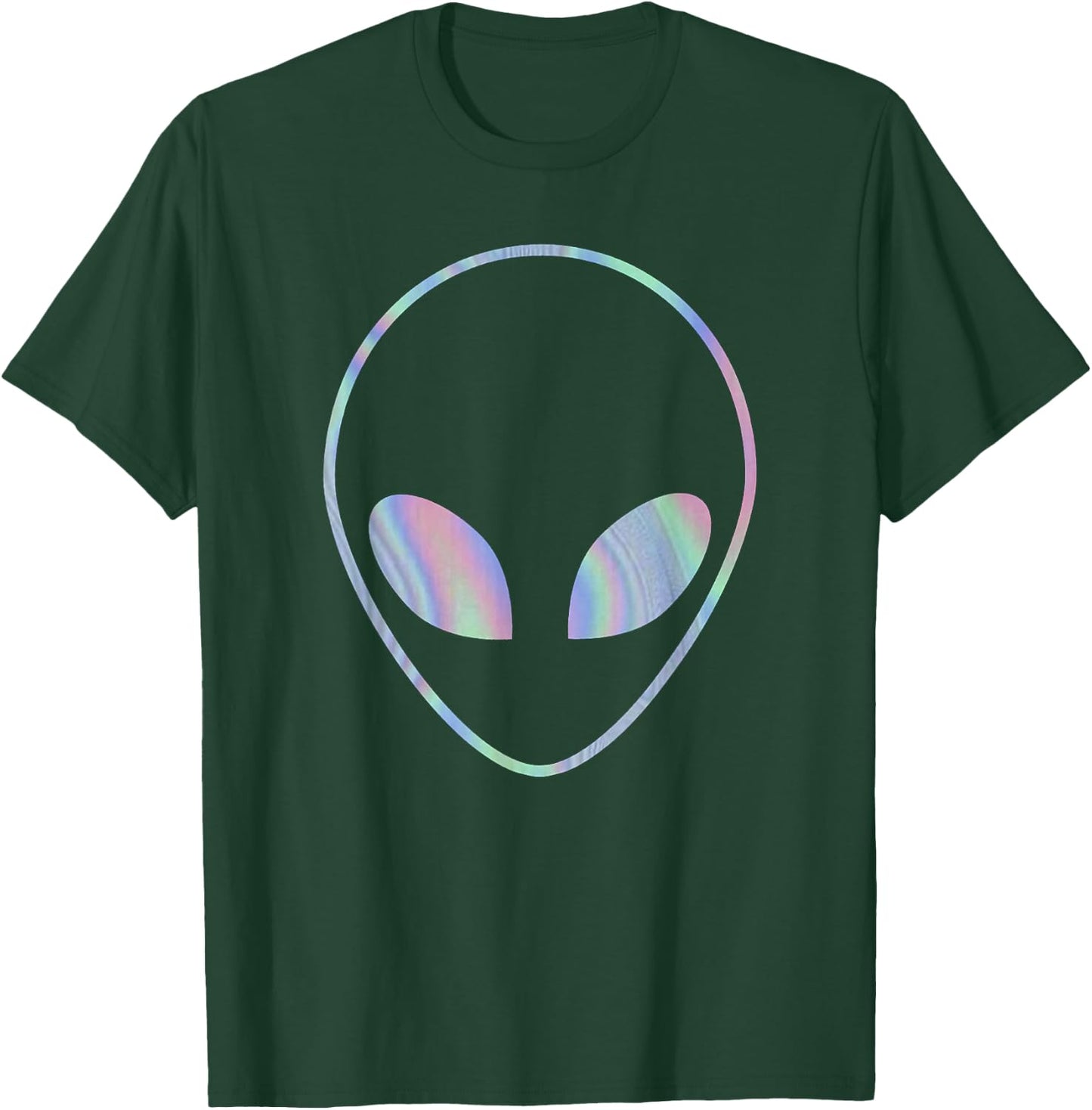 Trendy Alien Holographic Big Face T-Shirt - T-Shirt | Forest