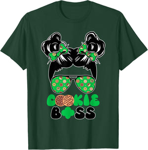 Cookie Boss Sunglasses Bow Hair Text Cookie Lovers Humor T-Shirt - T-Shirt | Forest