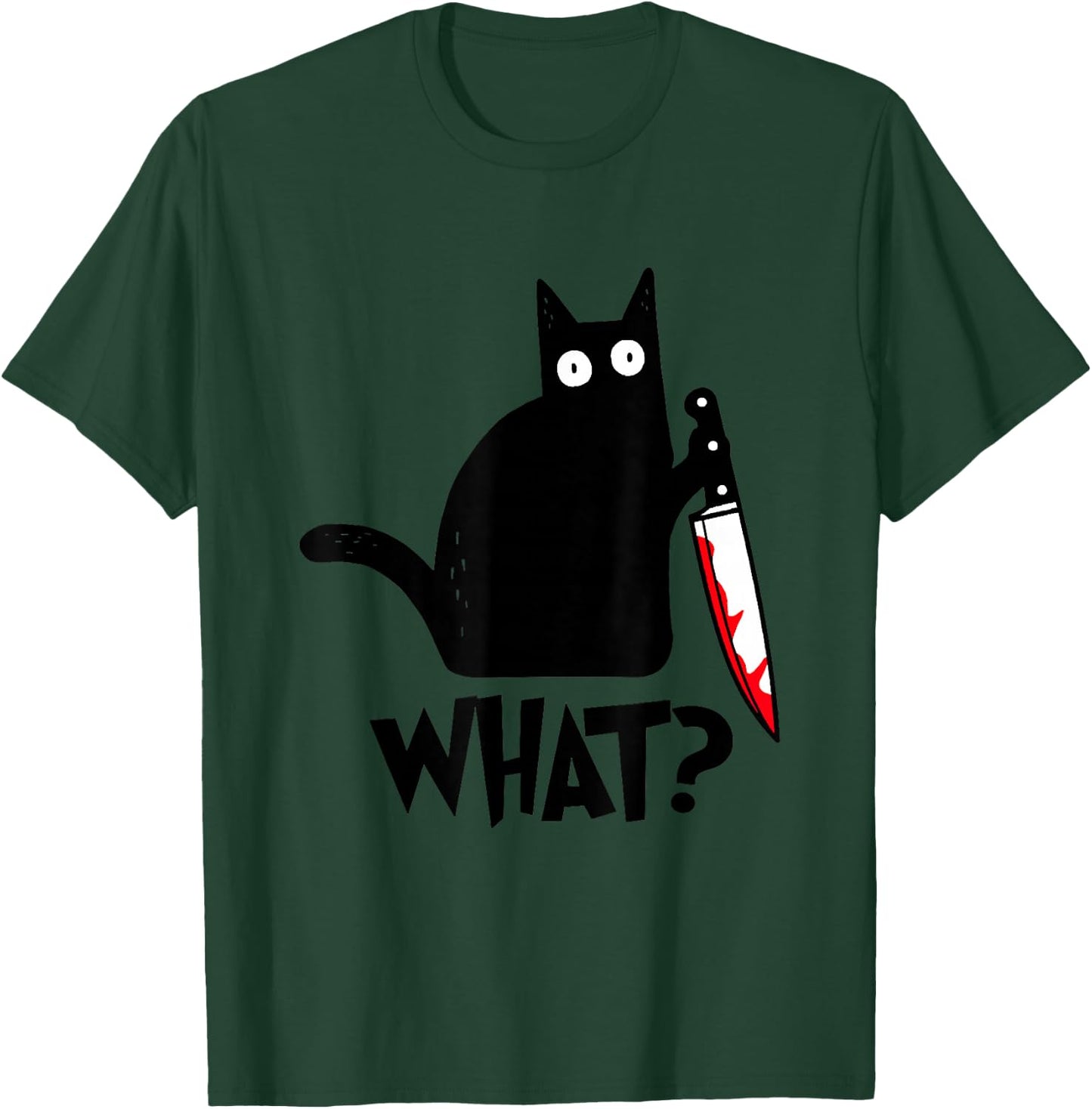 Cat What Funny Black Cat Shirt, Murderous Cat With Knife T-Shirt - T-Shirt | Forest