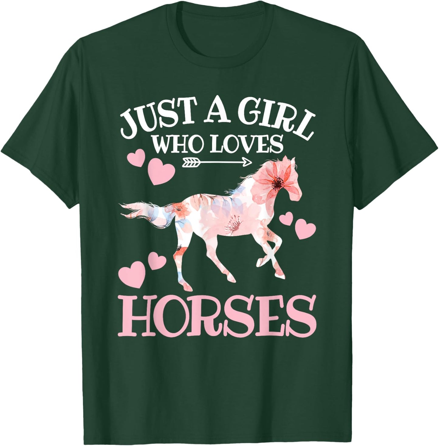 Just A Girl Who Loves Horses Teen Girls Horse Lover T-Shirt - T-Shirt | Forest