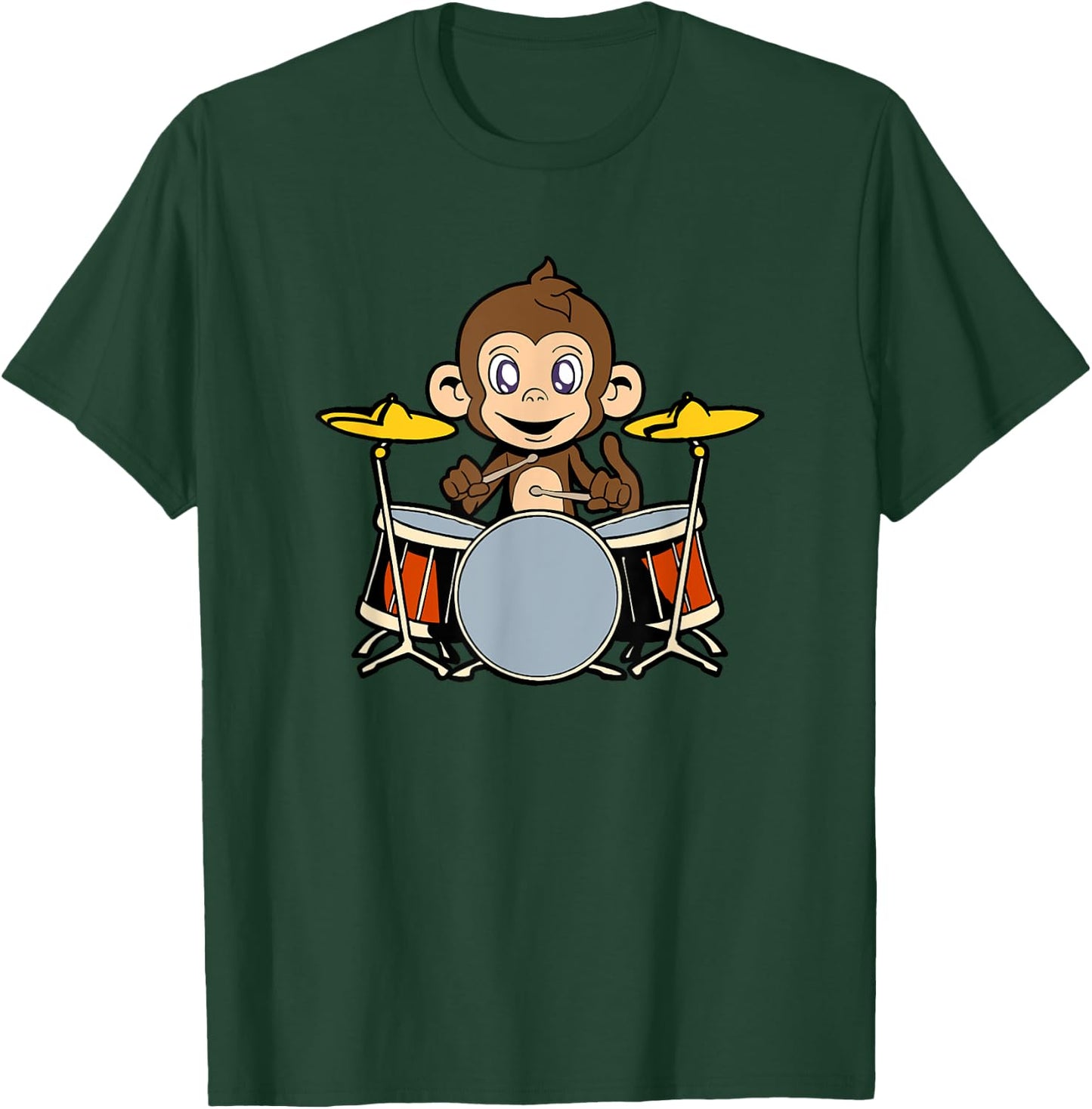 Cartoon monkey playing drums T-Shirt - T-Shirt | Forest