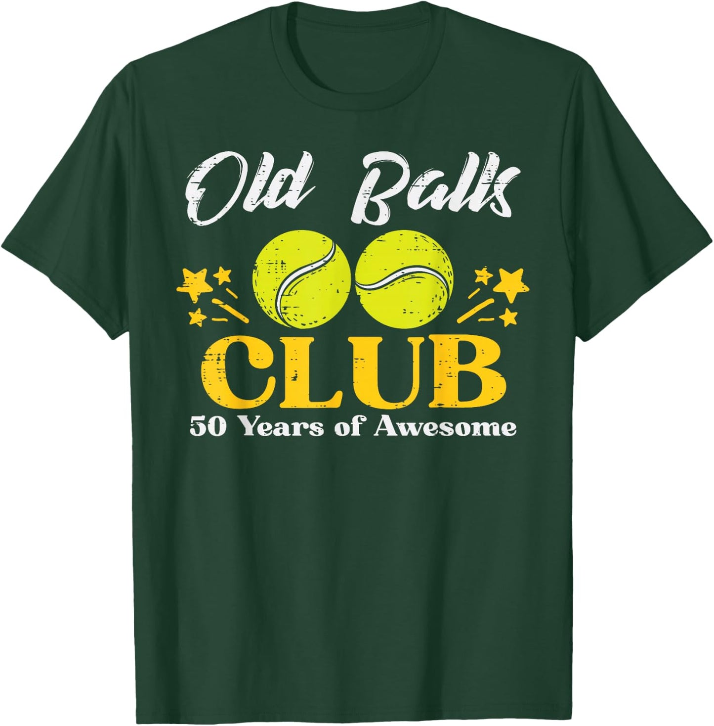 Old Balls Club Tennis 50 Years Awesome 50th Birthday Men T-Shirt - T-Shirt | Forest