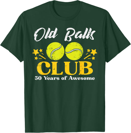 Old Balls Club Tennis 50 Years Awesome 50th Birthday Men T-Shirt - T-Shirt | Forest