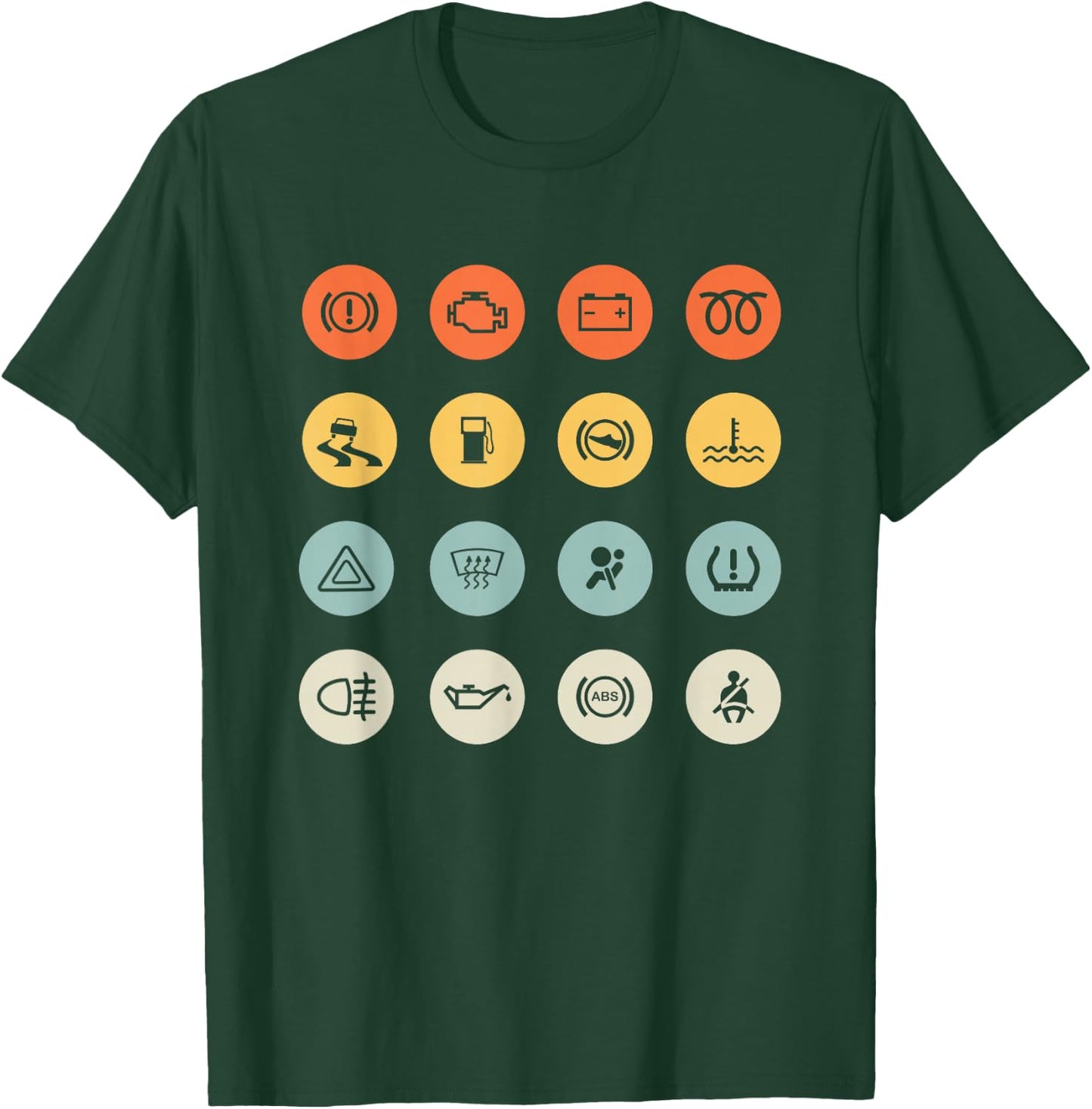 Auto Dashboard Warning Icons Auto Mechanic Car Lover T-Shirt - T-Shirt | Forest