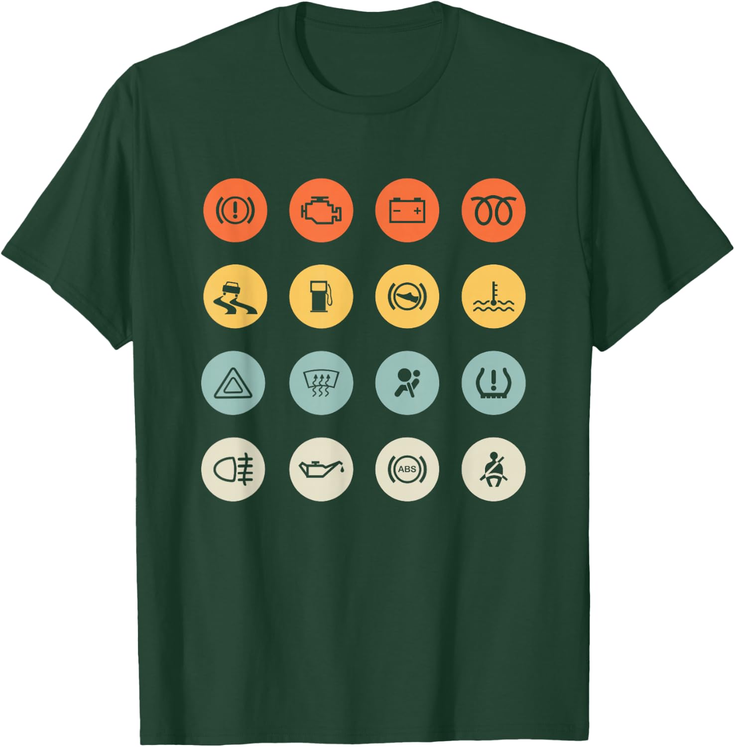 Auto Dashboard Warning Icons Auto Mechanic Car Lover T-Shirt - T-Shirt | Forest