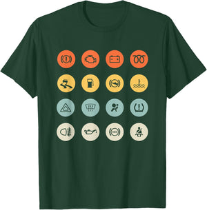 Auto Dashboard Warning Icons Auto Mechanic Car Lover T-Shirt - T-Shirt | Forest
