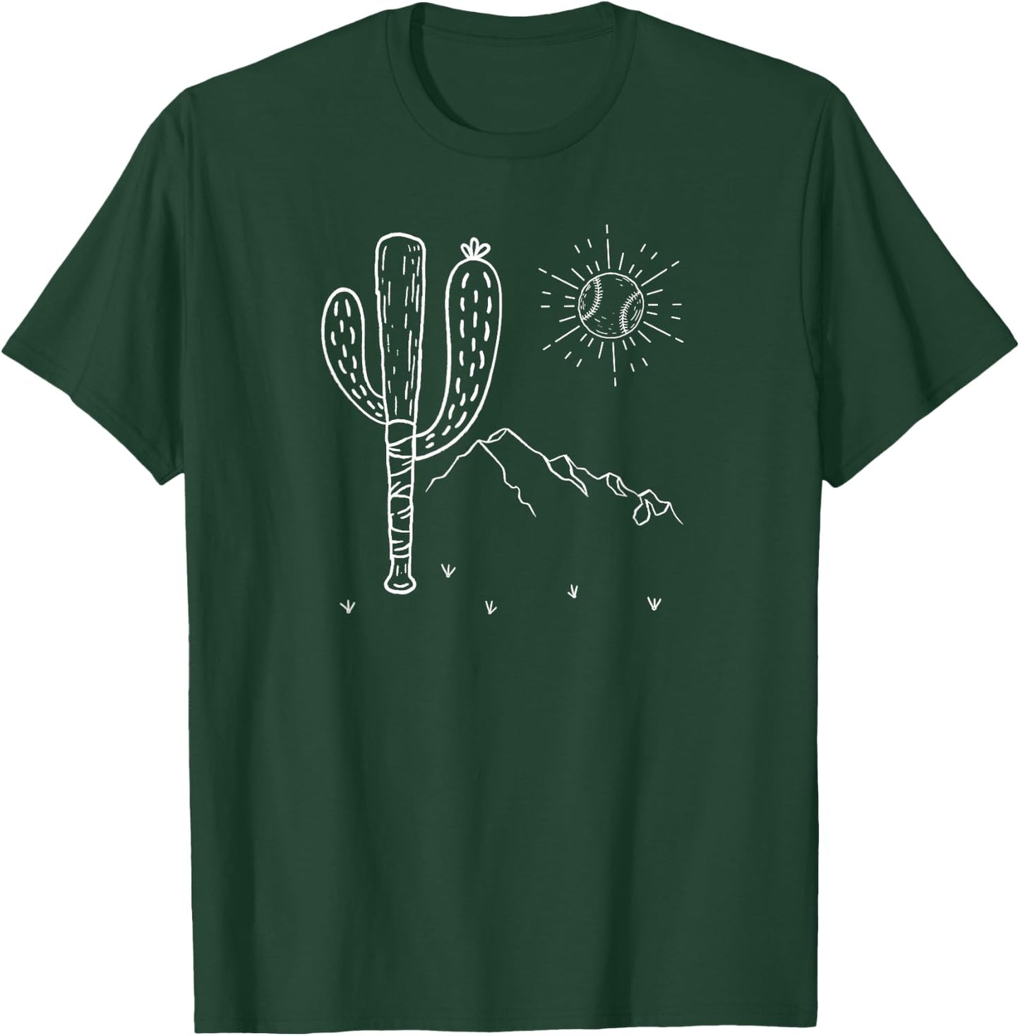 Cactus Baseball Bat Image for America's Pastime Fan T-Shirt - T-Shirt | Forest