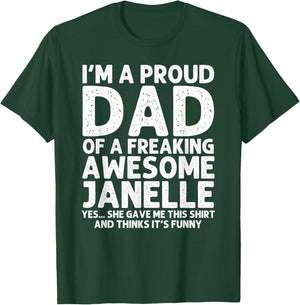 Dad Of JANELLE Gift Father's Day Funny Personalized Name T-Shirt - T-Shirt | Forest
