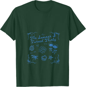 Women's Summer I Turned Thirty 30th Birthday Seashell Coastal Beach V-Neck T-Shirt - T-Shirt | Forest