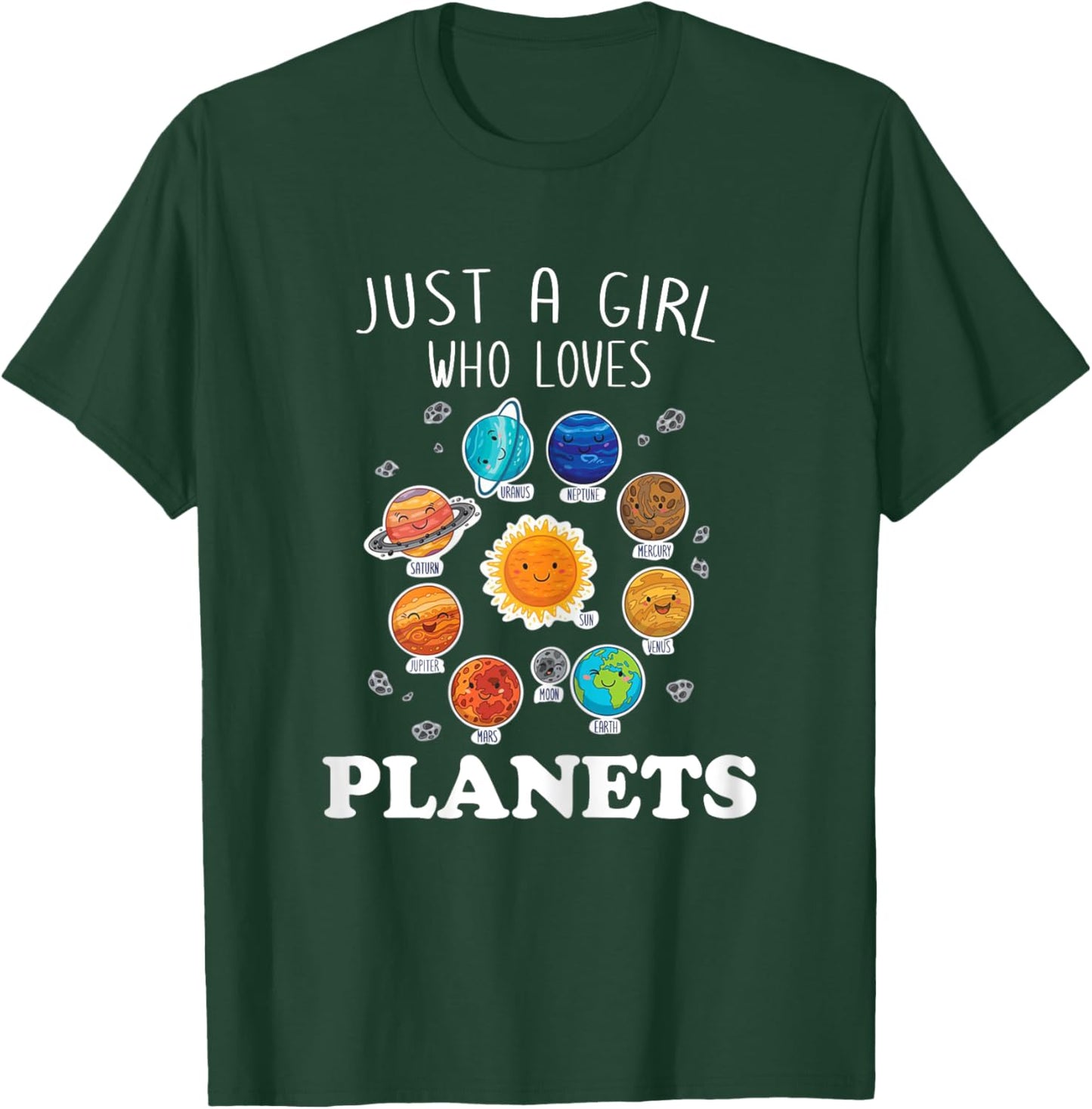 Just A Girl Who Loves Planets & Solar System Space Science T-Shirt - T-Shirt | Forest