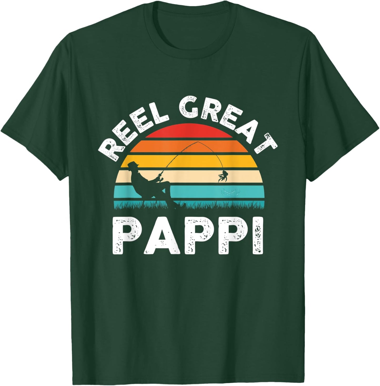 Fishermen Reel Great Pappi Vintage Fishing Father’s Day T-Shirt - T-Shirt | Forest