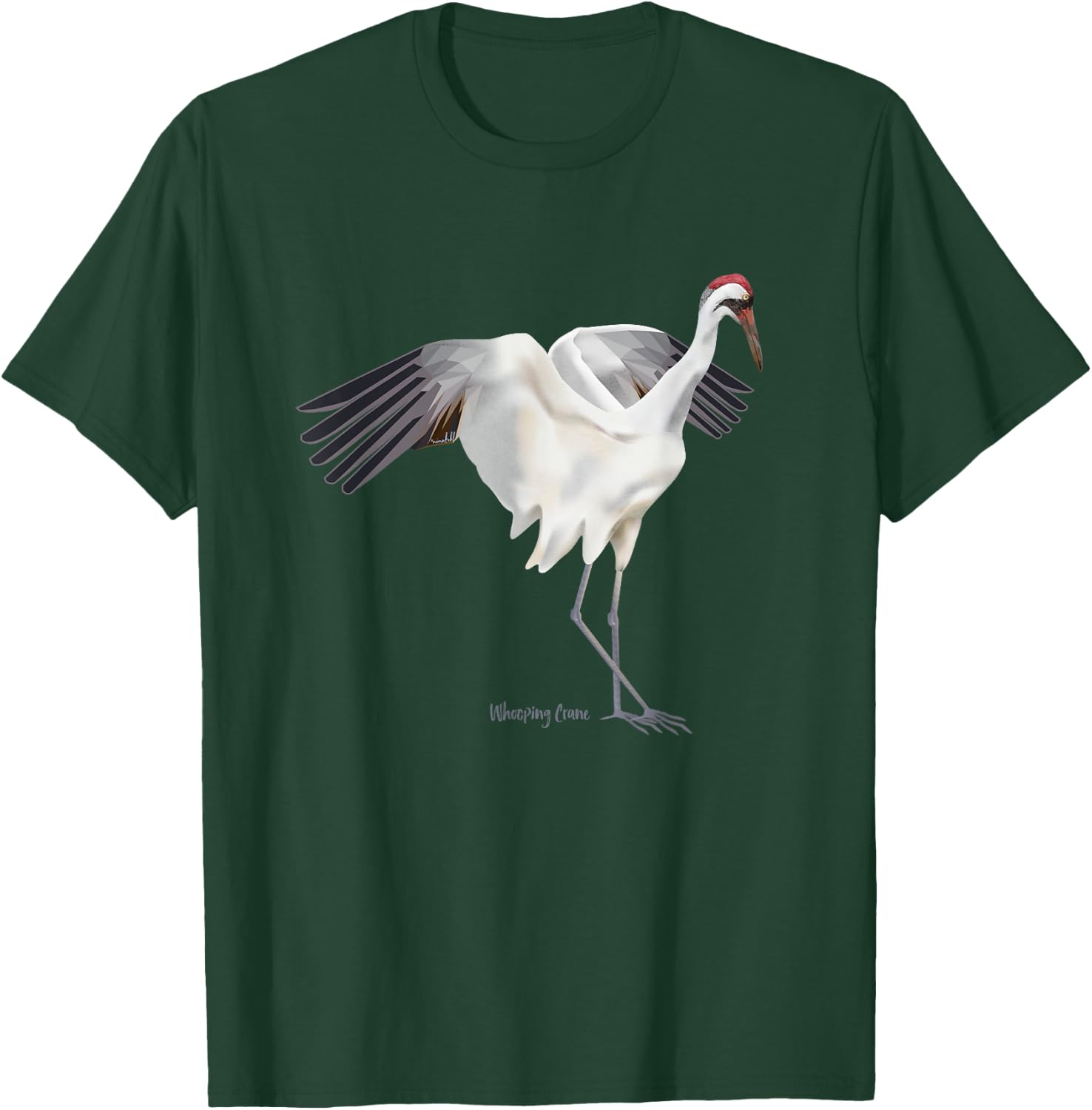 Whooping Crane Graphic Wildlife Bird Watching T-Shirt - T-Shirt | Forest