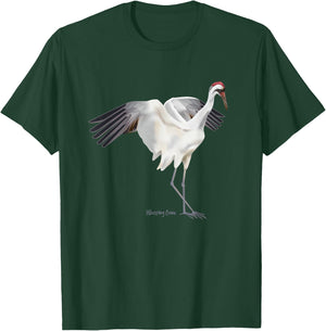 Whooping Crane Graphic Wildlife Bird Watching T-Shirt - T-Shirt | Forest