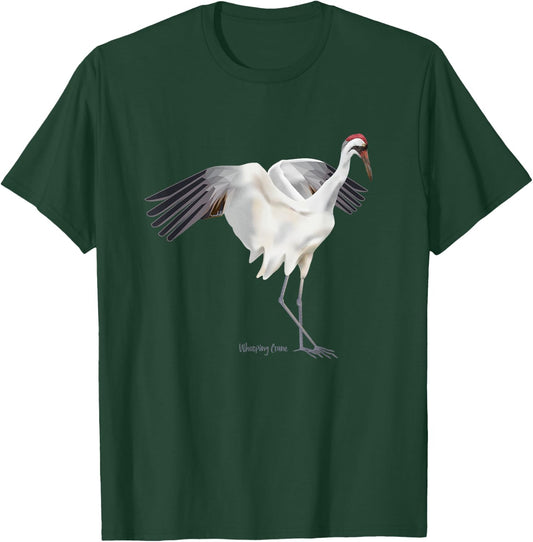 Whooping Crane Graphic Wildlife Bird Watching T-Shirt - T-Shirt | Forest