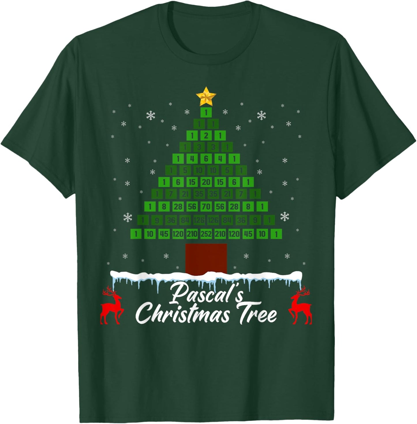 Pascal's Christmas Tree - Fun Math Ugly Xmas Sweater T-Shirt - T-Shirt | Forest