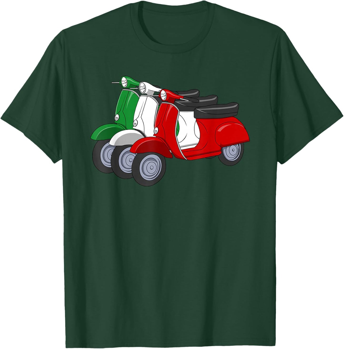 Italy Scooter Moped Flag Italian Flag T-Shirt - T-Shirt | Forest