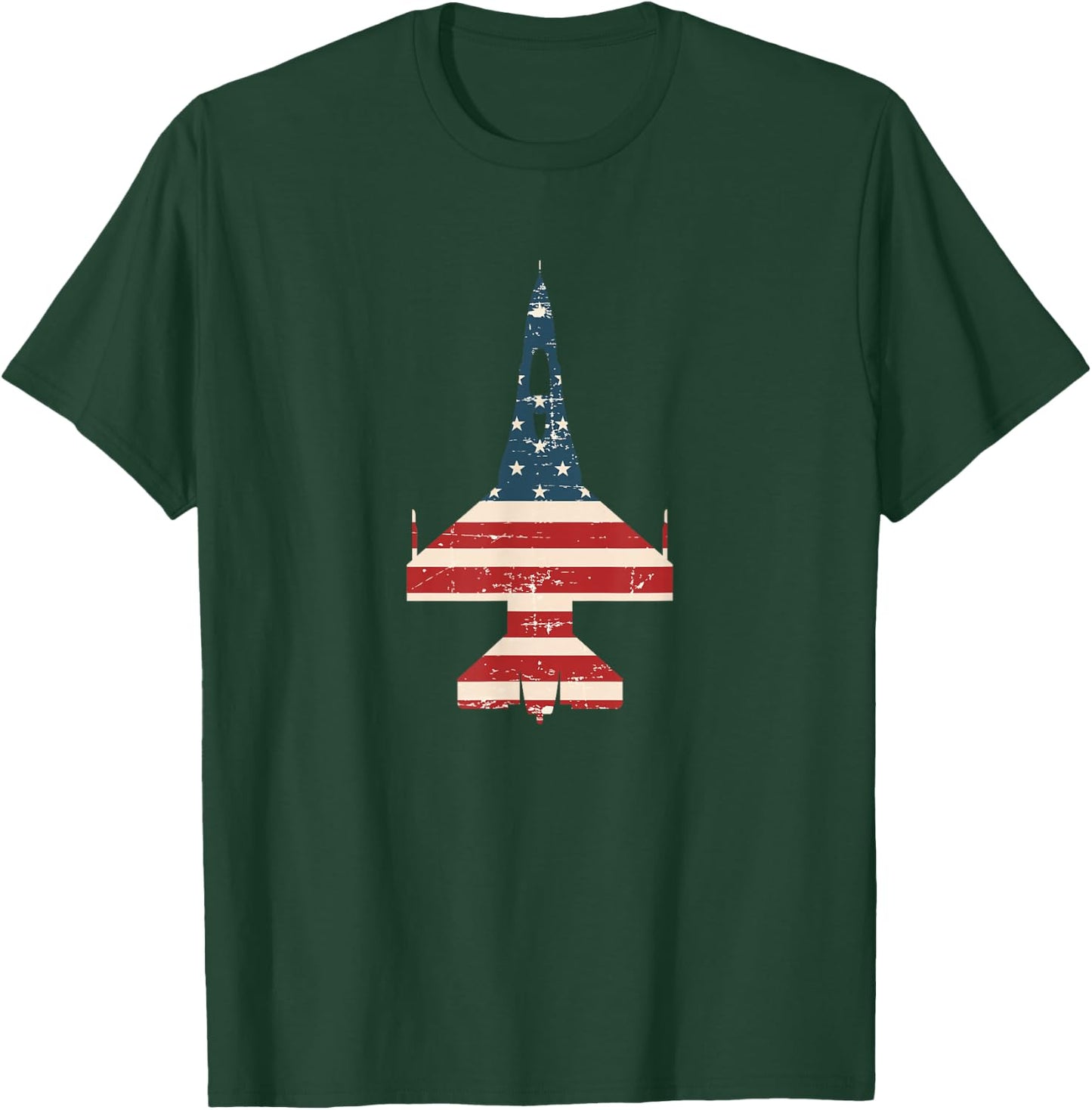 Patriotic F-16 American Flag silhouette novelty T-Shirt - T-Shirt | Forest
