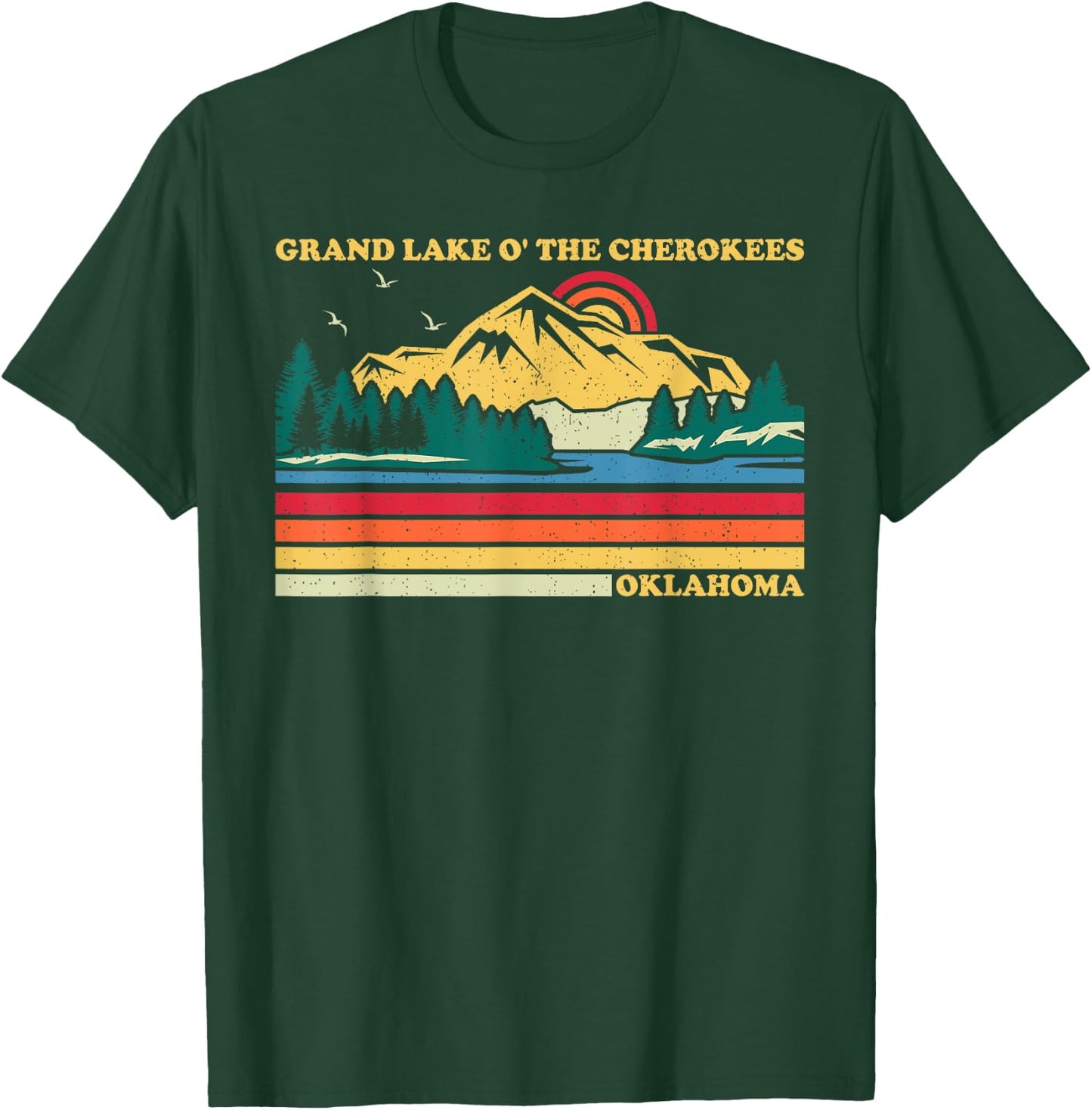 Vintage Retro Oklahoma Grand Lake O' The Cherokees T-Shirt - T-Shirt | Forest
