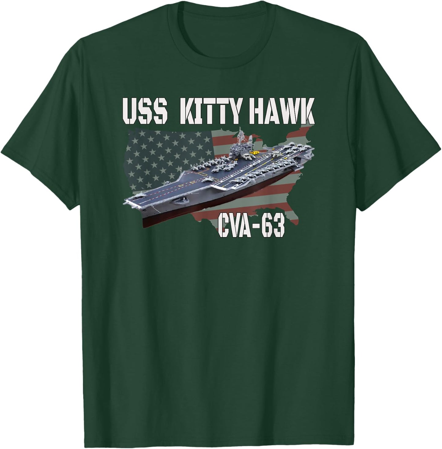 USS Kitty Hawk CVA-63 Aircraft Carrier Veterans Day T-Shirt - T-Shirt | Forest