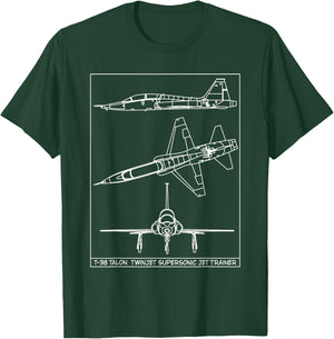 T-38 Talon American Jet Trainer Aircraft Blueprints T-Shirt - T-Shirt | Forest