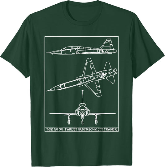 T-38 Talon American Jet Trainer Aircraft Blueprints T-Shirt - T-Shirt | Forest