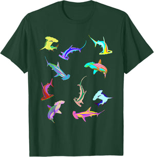 Colourful Hammerhead Sharks T-Shirt - T-Shirt | Forest