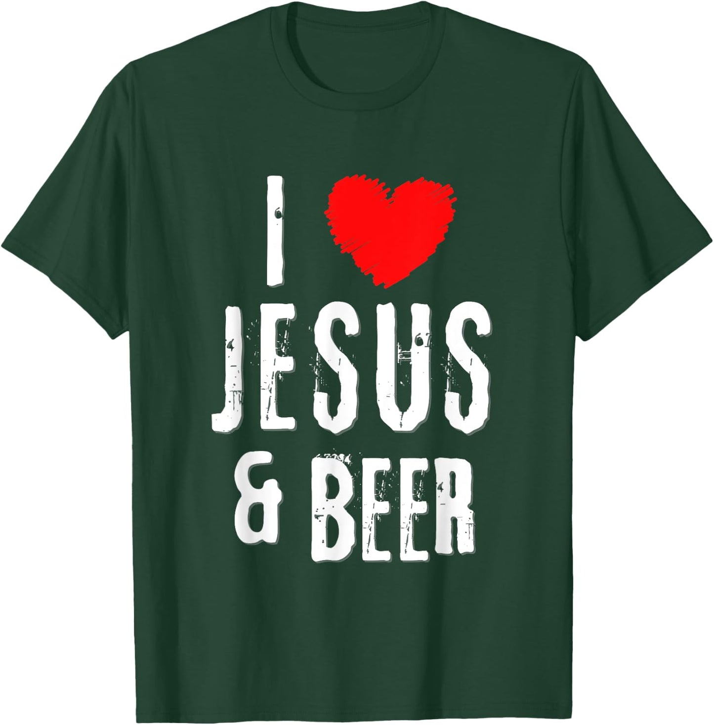 I Love JESUS and BEER, Christian Vintage Grunge alcohol T-Shirt - T-Shirt | Forest
