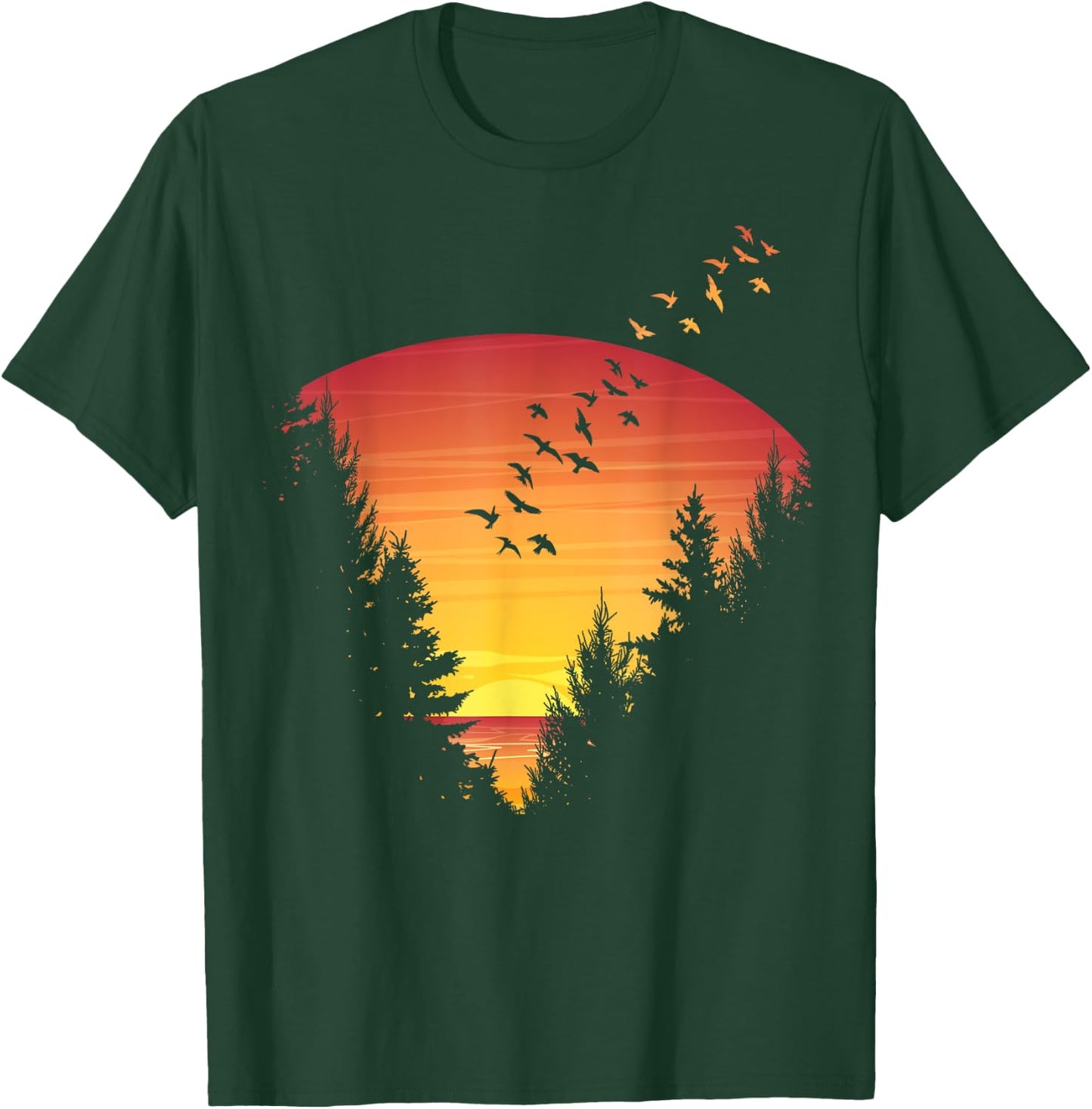 Sunset Forest Nature Pine Tree Camping Summer Outdoor Travel Men Women Kids T-Shirt - T-Shirt | Forest