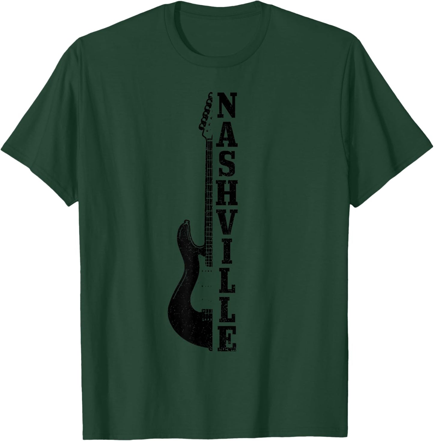 Nashville Tennessee Vintage Country Music City Guitar T-Shirt - T-Shirt | Forest