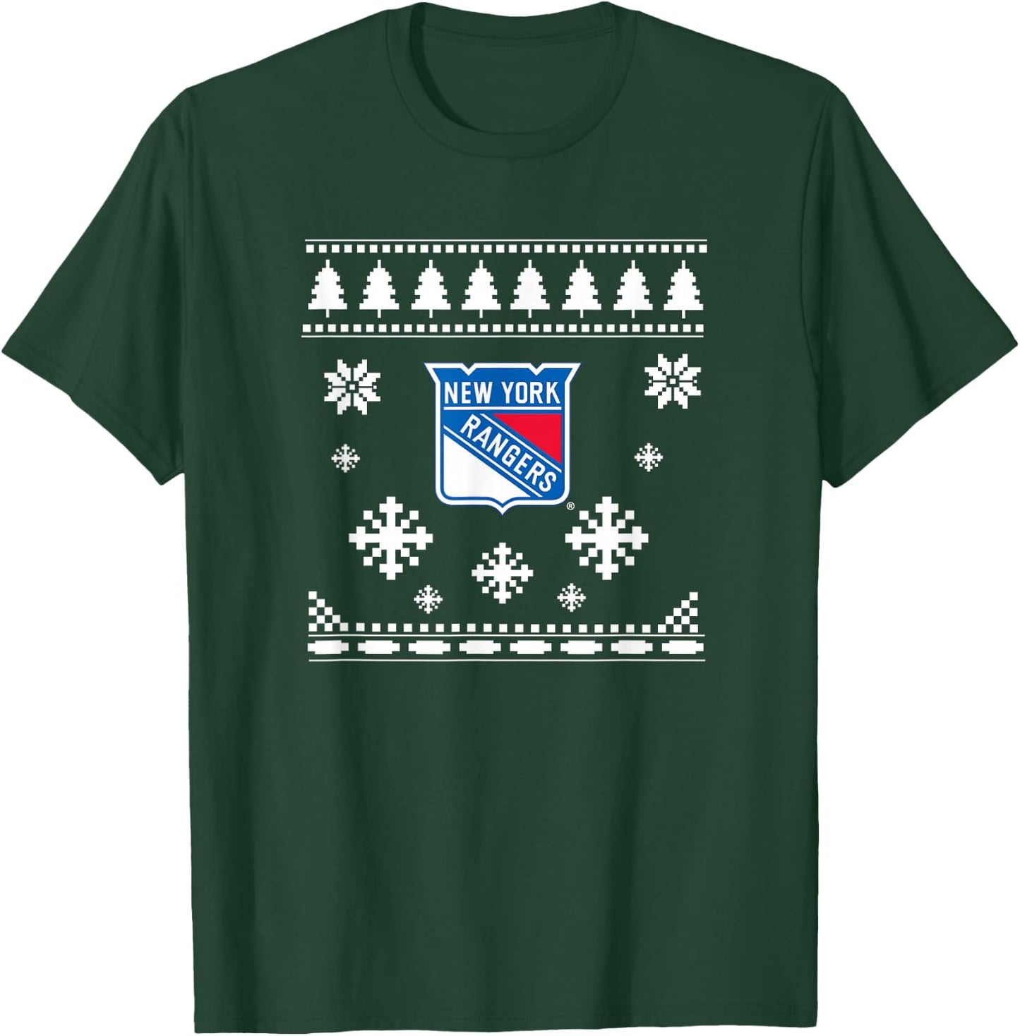 New York Rangers Ugly Christmas Sweater Holidaze T-Shirt - T-Shirt | Forest
