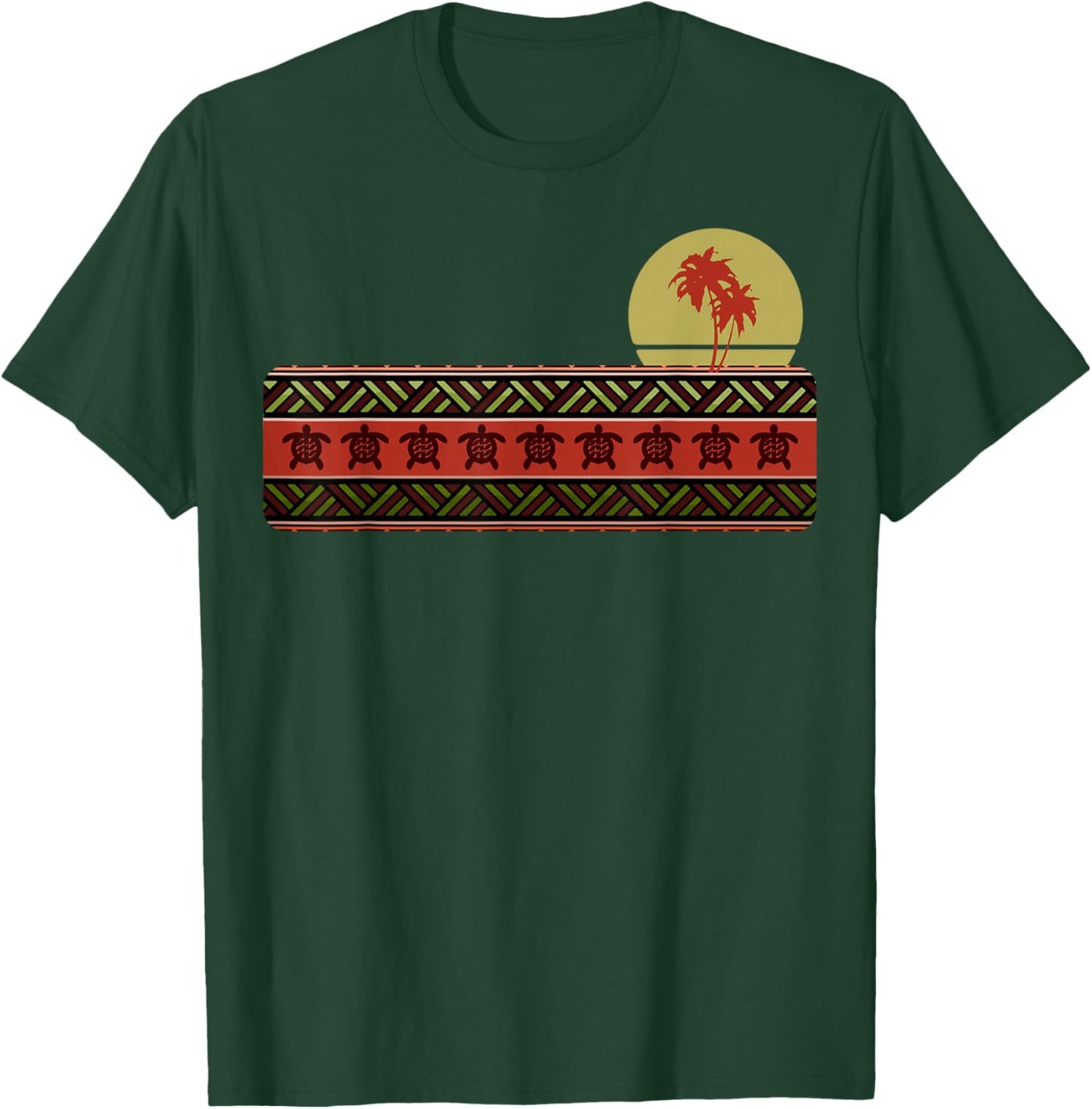 Hawaii Sea Turtle Maori Tribal New Zealand Polynesian Sun T-Shirt - T-Shirt | Forest