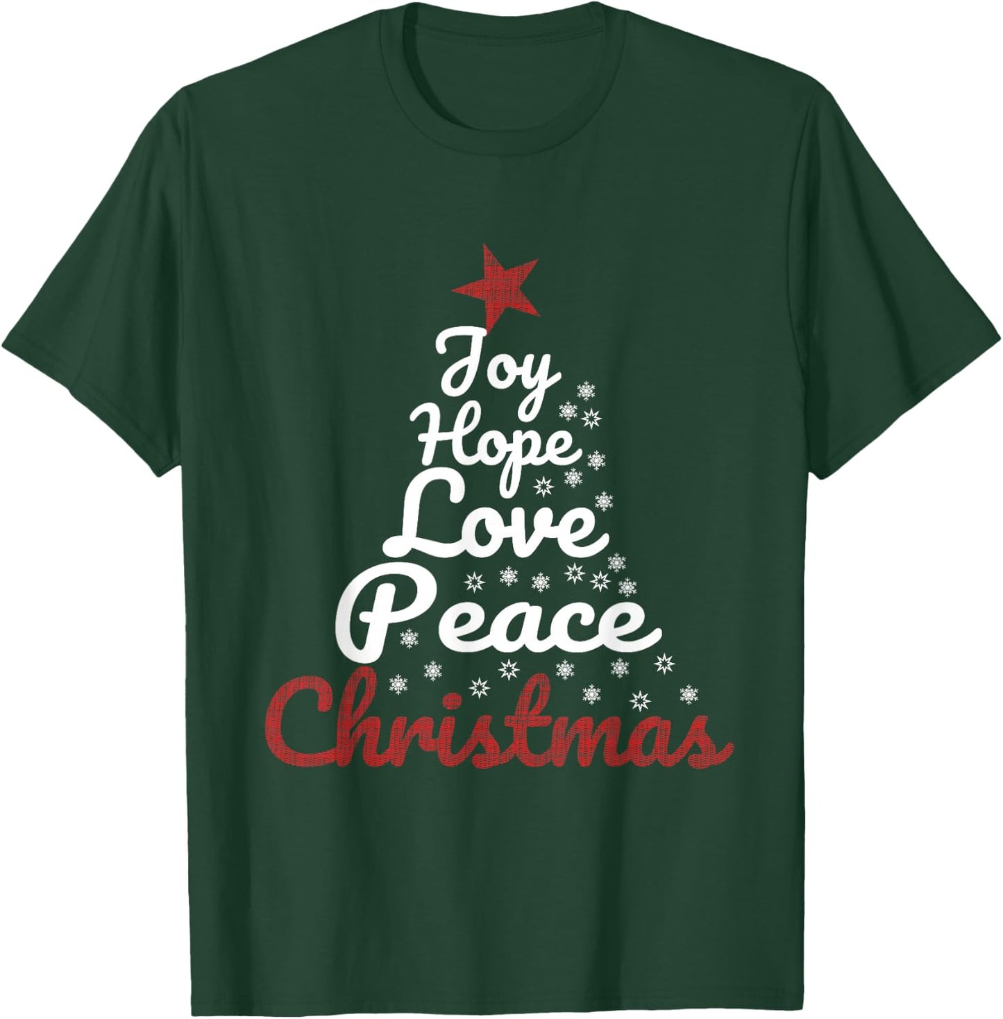 Star Design Joy Hope Love Peace Christmas T-Shirt - T-Shirt | Forest