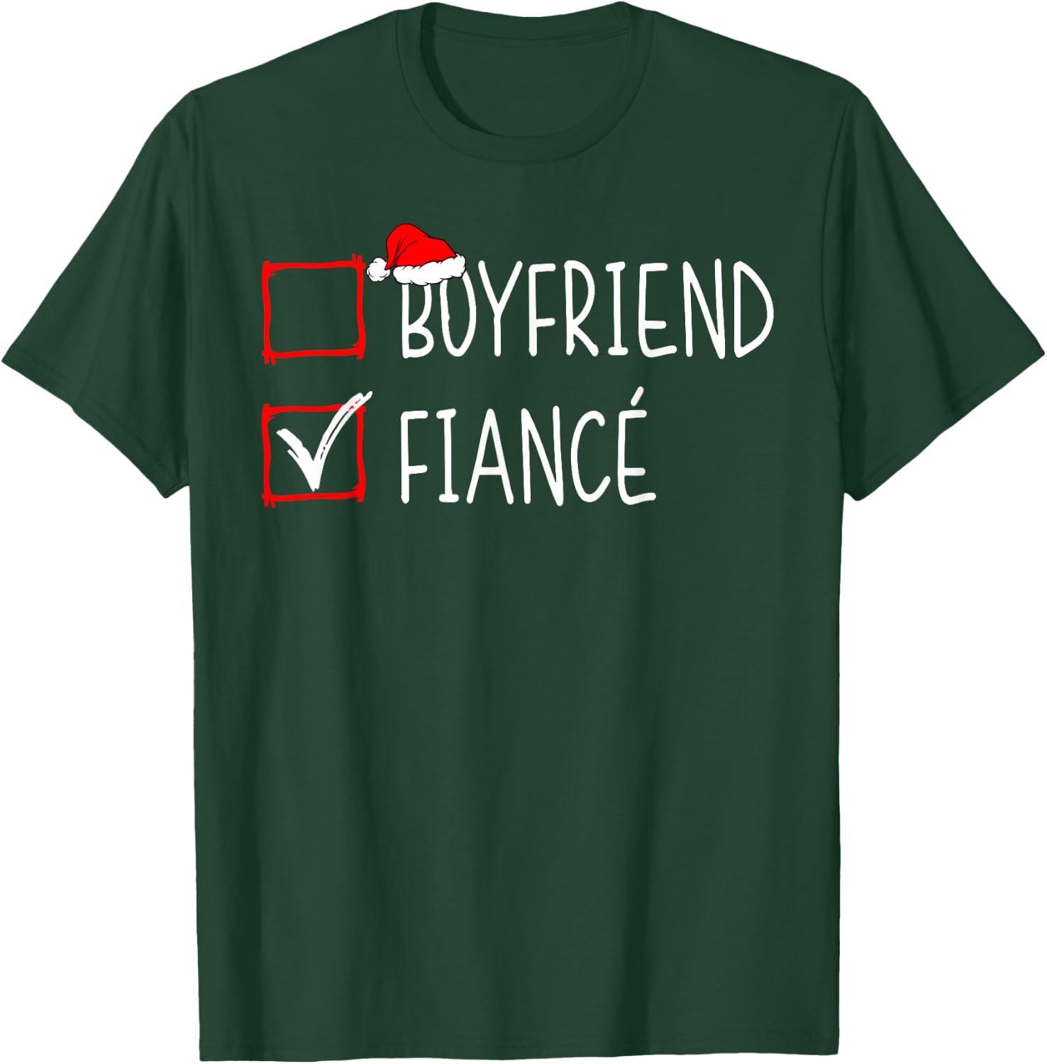 Fiance Fiancee Engaged Couples Matching Christmas Engagement T-Shirt - T-Shirt | Forest