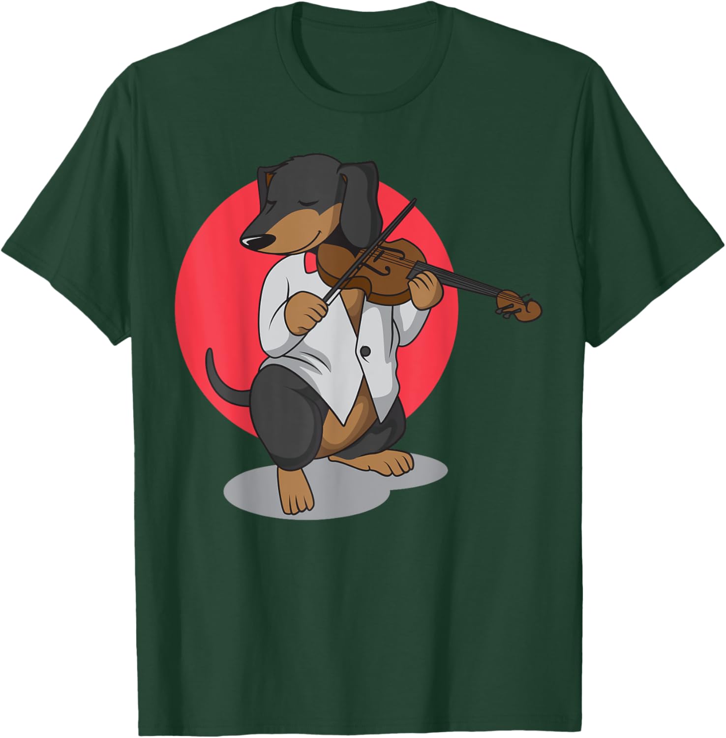 Dachshund Wiener Dog Playing Violin Cute Funny Violinist T-Shirt - T-Shirt | Forest