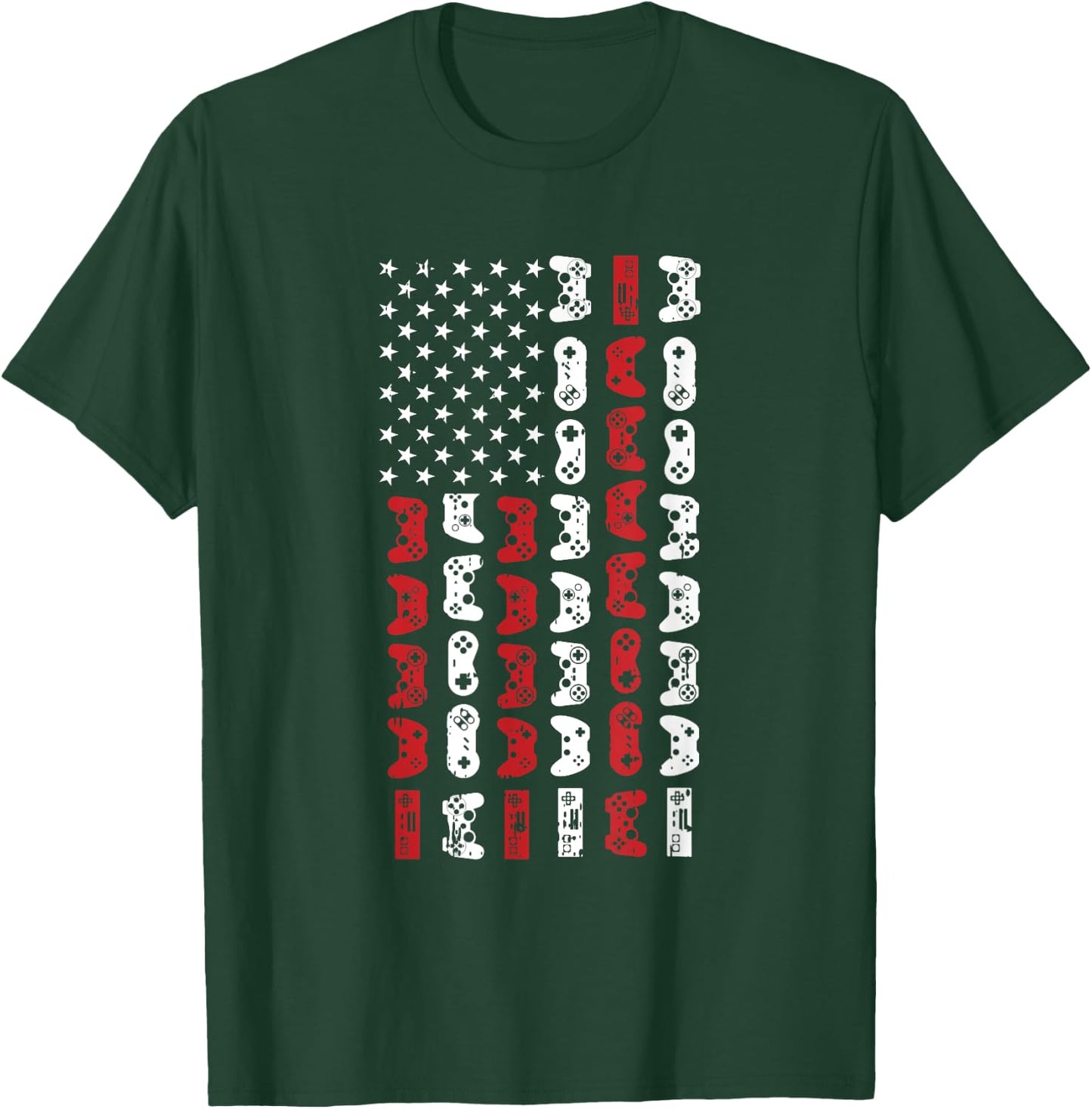 Game Controller 4th Of July Cool USA Flag Patriotic Gamer T-Shirt - T-Shirt | Forest