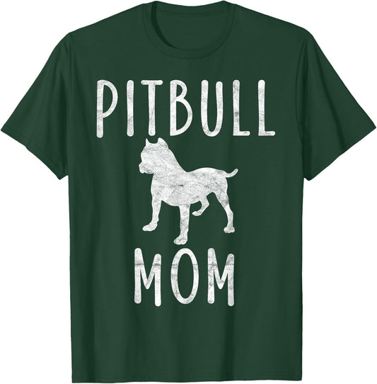 Vintage Pitbull Mom Gift Dog Owner Pet Mother Pit bull Mama Men Women Girls Kids T-Shirt - T-Shirt | Forest
