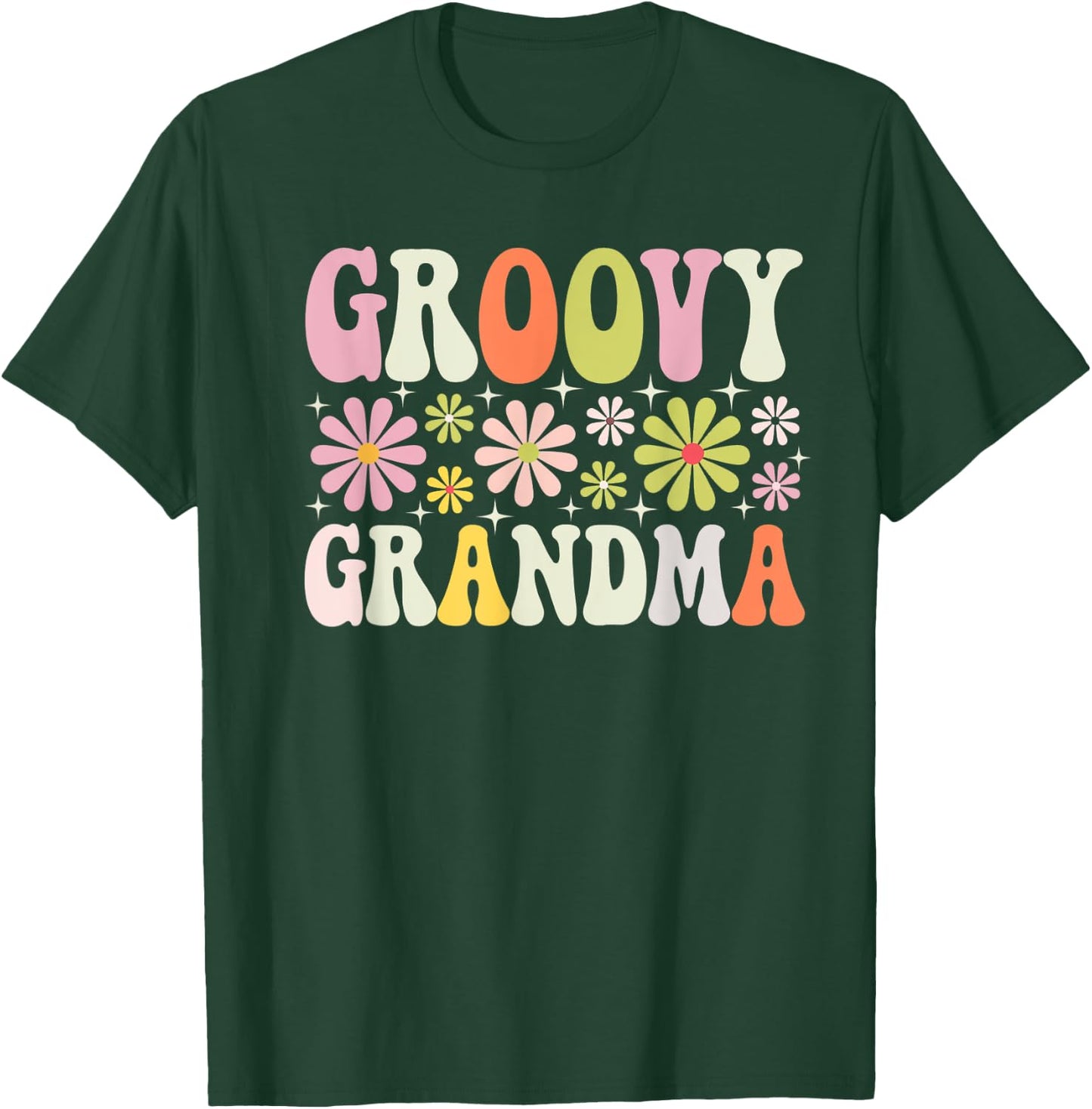 Groovy Grandma Floral Hippie Flower Graphic Grandmother T-Shirt - T-Shirt | Forest