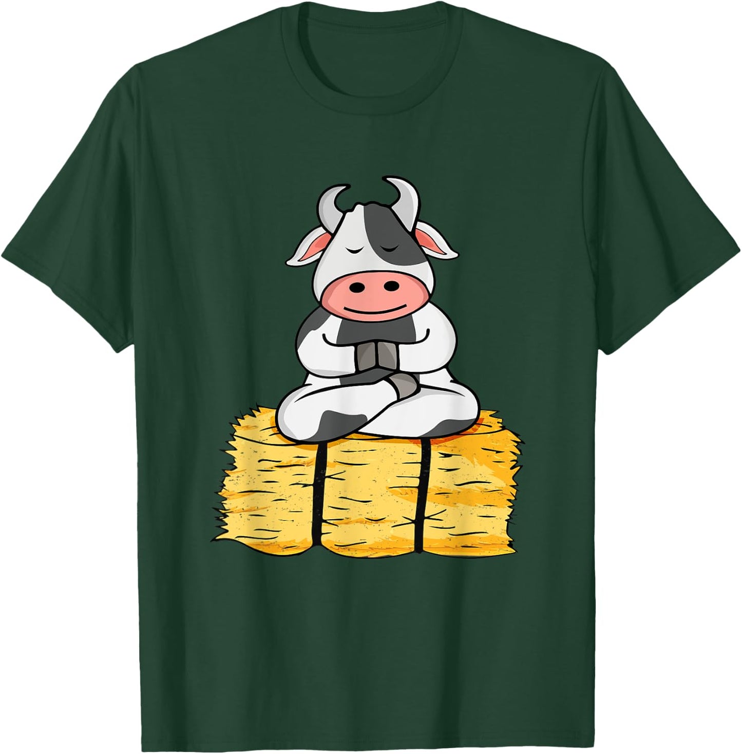 Meditating Cow Lover Yoga Lover Women Meditation T-Shirt - T-Shirt | Forest