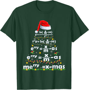 Math Equation Merry X-mas Funny Math Teacher Christmas Humor Men Women Kids T-Shirt - T-Shirt | Forest