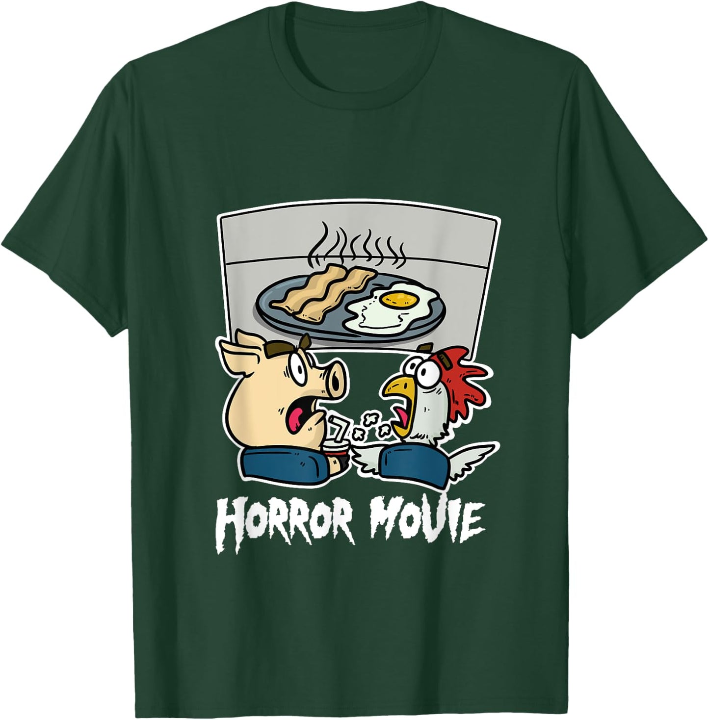 Pig Chicken Horror Film Cinema Horror Film Night Farmers T-Shirt - T-Shirt | Forest