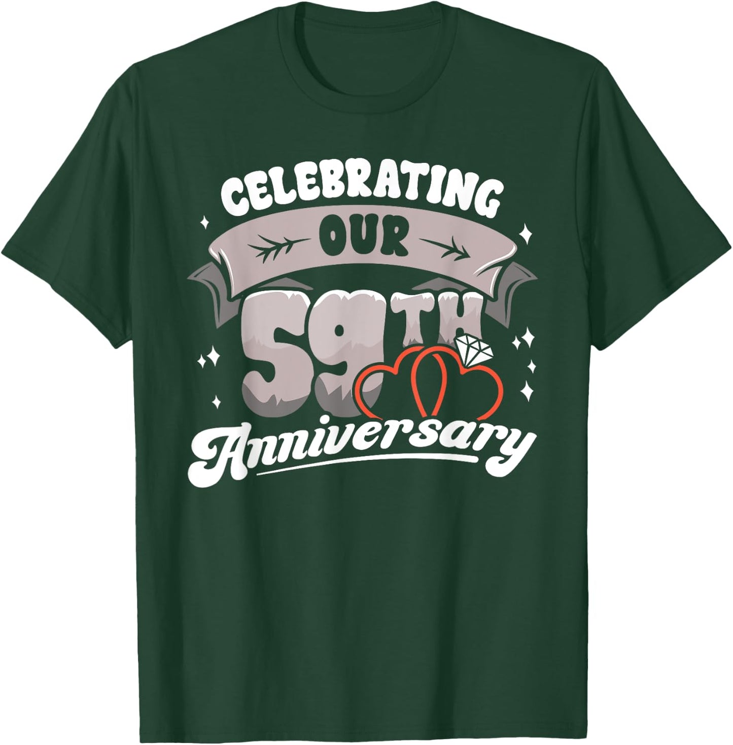 59th Wedding Anniversary Celebrating 59 Years Matching Gift T-Shirt - T-Shirt | Forest