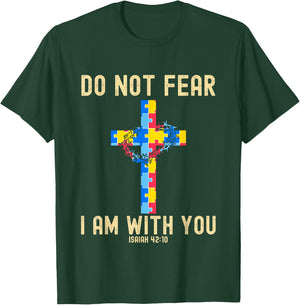 Do Not Fear I Am With You Autism Awareness Puzzle Christian T-Shirt - T-Shirt | Forest