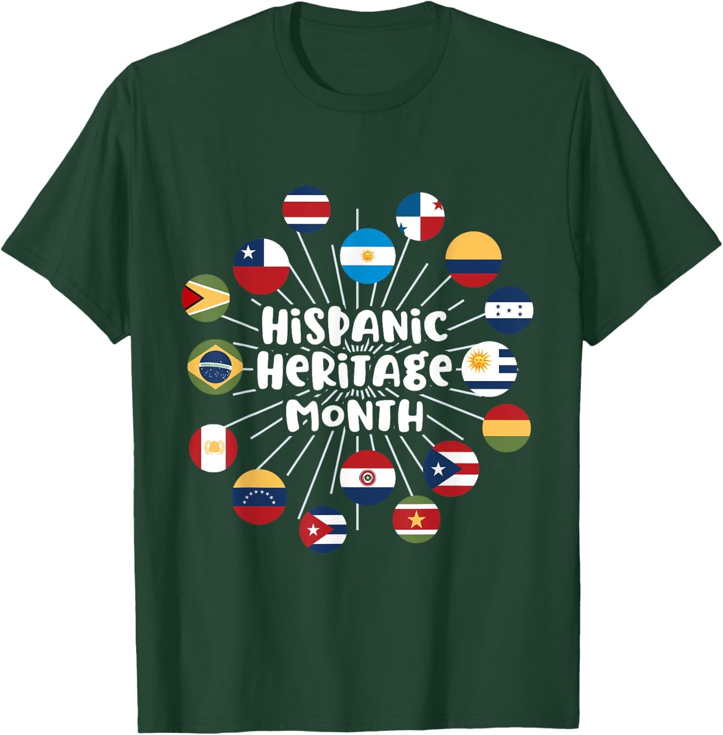 Hispanic Heritage Month Shirt All Countries Flag Inspiration T-Shirt - T-Shirt | Forest