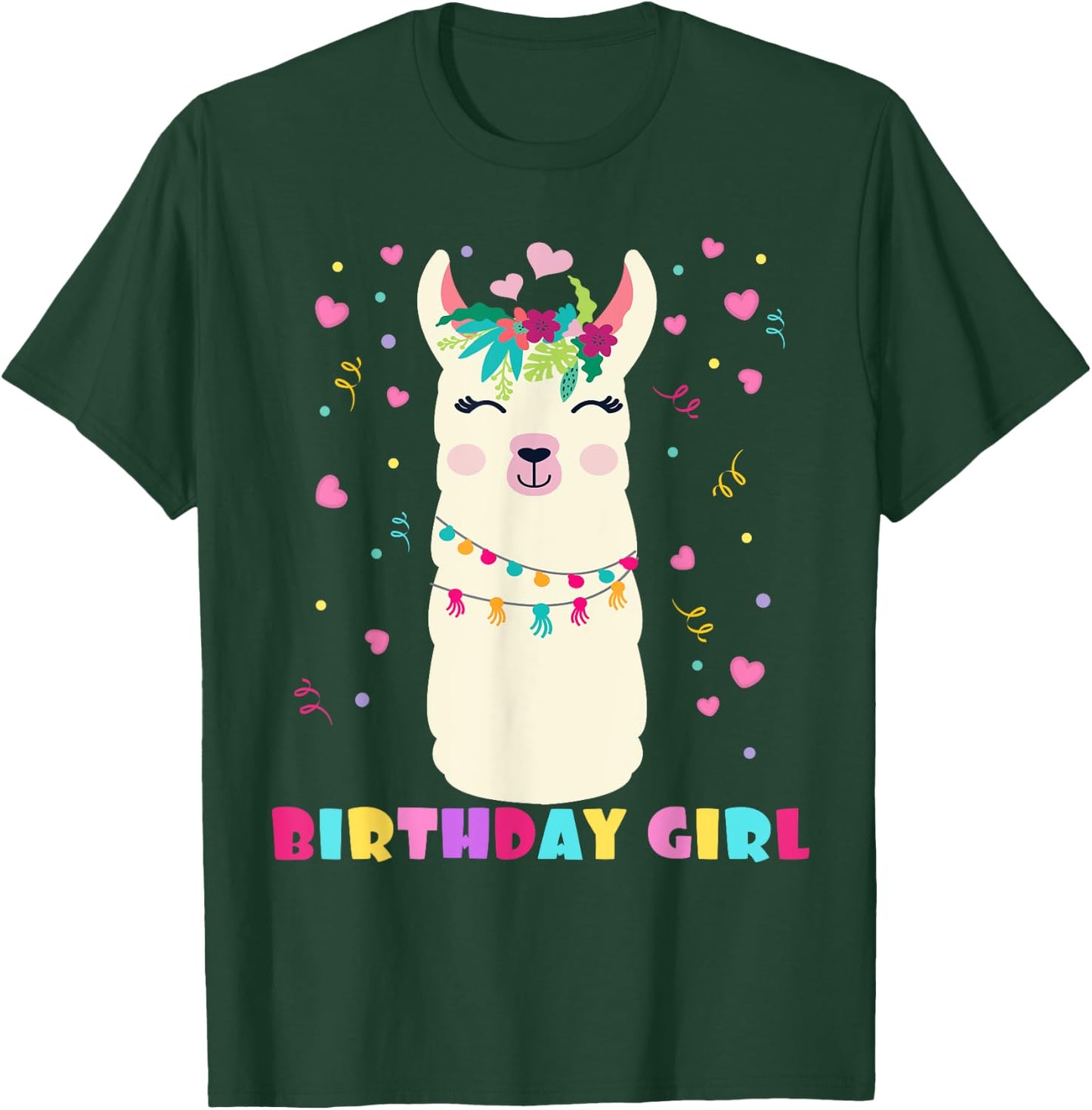 Birthday Girl Cute Llama Alpaca Kids Llamazing T-Shirt - T-Shirt | Forest