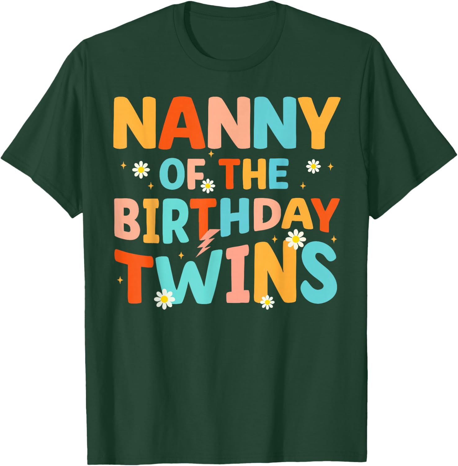 Nanny Of The Birthday Twins Kids Party Retro Bday T-Shirt - T-Shirt | Forest