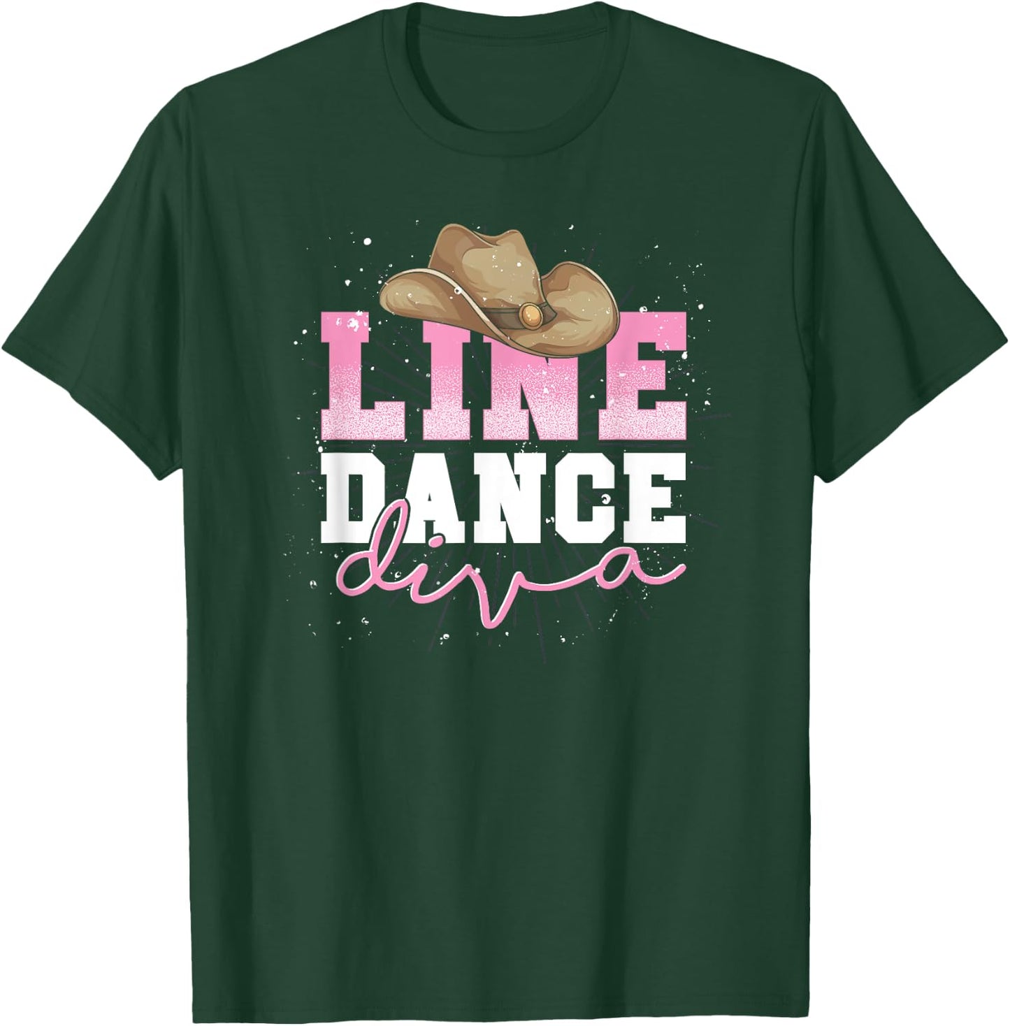 Line Dancer Girl Line Dance Diva Women Cowboy Hat Line Dance T-Shirt - T-Shirt | Forest