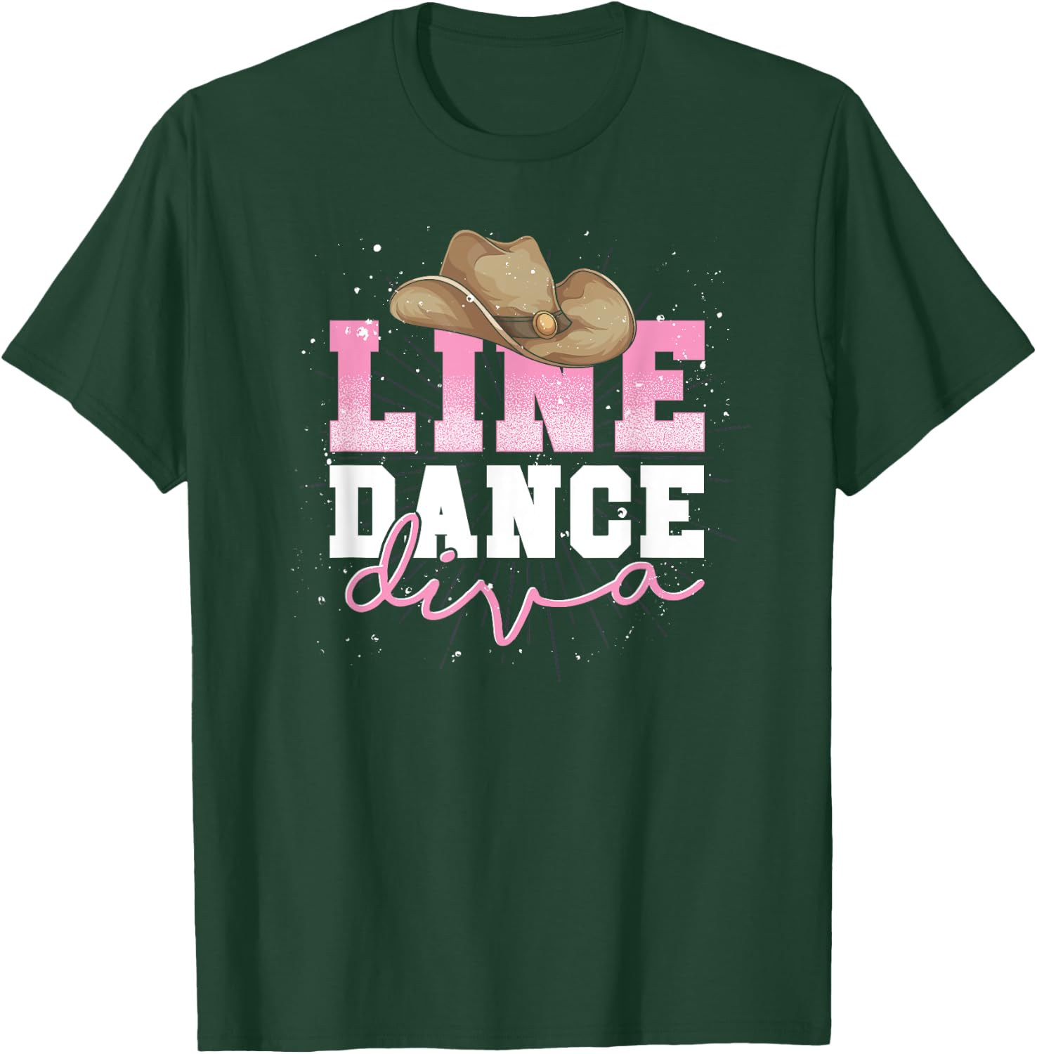 Line Dancer Girl Line Dance Diva Women Cowboy Hat Line Dance T-Shirt - T-Shirt | Forest