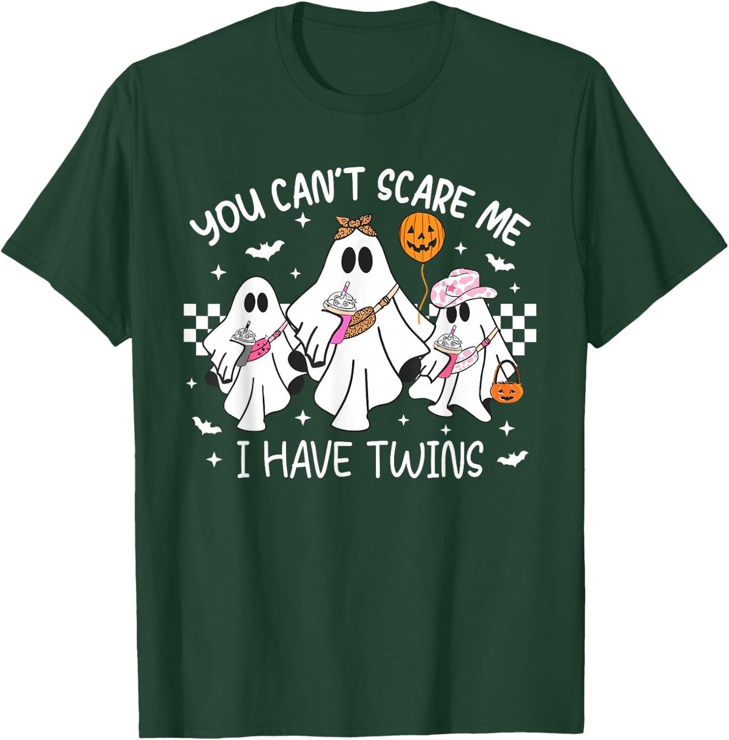 You Can't Scare Me I Have Twins Funny Halloween Ghost T-Shirt - T-Shirt | Forest